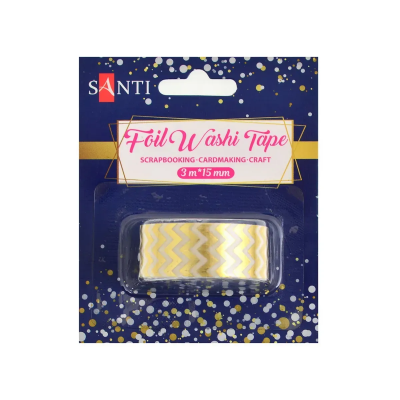 Стрічка паперова фольгована з клейовим шаром "Зигзаг", золото, 3 м