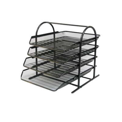 Лоток металевий, горизонтальний, 4 відділення, чорний, сітка, Leader, 542520