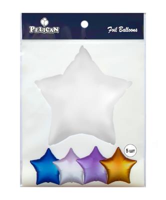 Кулька фольг. Pelican 18', ЗІРКА САТИН БІЛА 45 см, (ціна за упак/5шт) Кулька фольг. Pelican 18', ЗІРКА САТИН БІЛА 45 см, (ціна за упак/5шт)