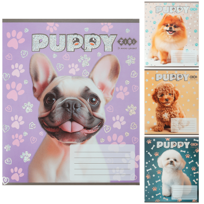 Зошит учнівський шкільний DOGS, 12 арк., коса, KIDS LINE