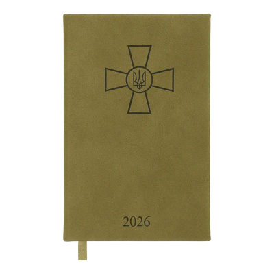 Щоденник датов. 2026 FORCES, A6, оливковий, штучна шкіра/поролон