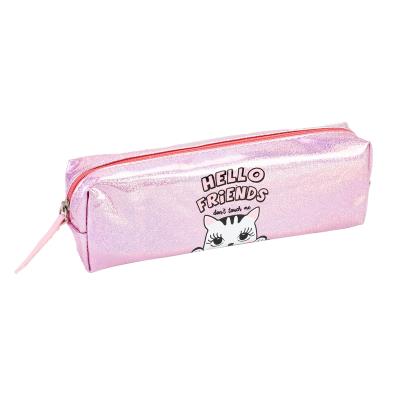 Пенал голографічний на 1 відділення на блискавці, рожевий