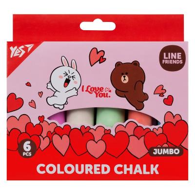 Крейда кольорова Yes "Line Friends", 6 шт, JUMBO