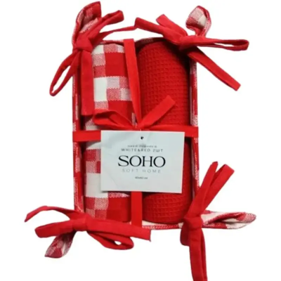 Кухонний текстиль SOHO Наб. руш.К 40*60см бавовна 100% White&Red 2шт. (BS 88005B)