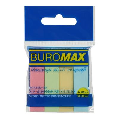 Закладки паперові Buromax, 51*12 мм, 4*100л., асорті (12/288) Закладки паперові Buromax, 51*12 мм, 4*100л., асорті (12/288)