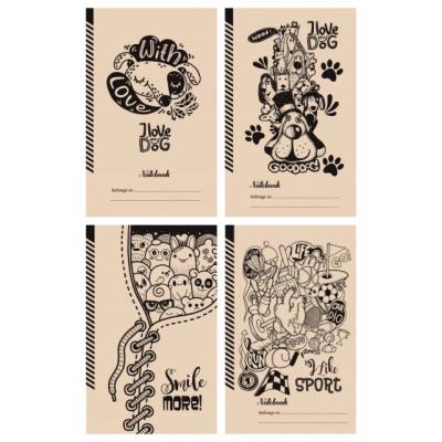 Блокнот, 70г, 7БЦ, 125х200 мм, 80 аркушів, лінія, КРАФТ, Пантон чорний диз.18426-18429