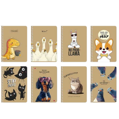 Блокнот для записів, спiраль, А6/80арк., у клітинку, кремовий блок, 70г/м2, крафт, ВД-лак, Student