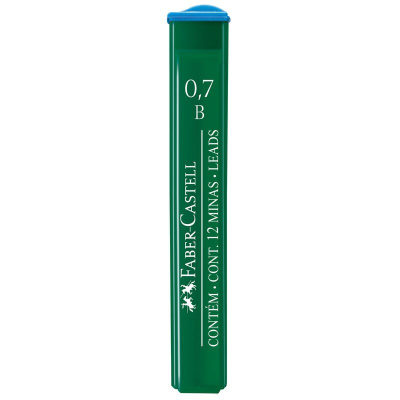 Грифель для механічного олівця Faber-Castell Polymer В (0,7 мм), 12 штук в пенал 521701
