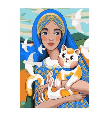 Картина за номерами SANTI "Українка з котиком" 40*50 см