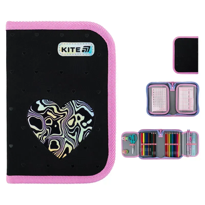Пенал Kite 1 від., 2 відв., з наповненням 622H Love is