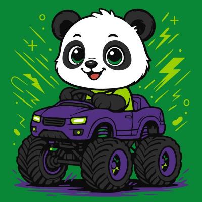 Набір для розпису по номерах для дітей "Панда на машині" 25х25см