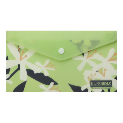 Папка-конверт на кнопці ARABESKI, DL, матовий напівпрозорий пластик, салатовий