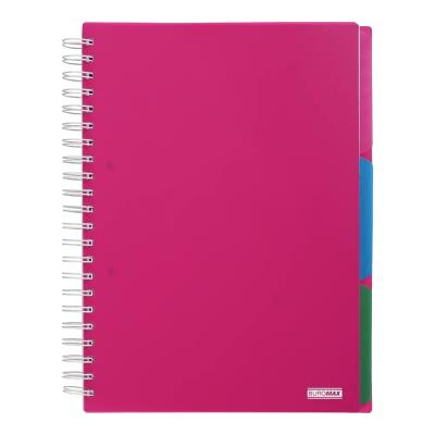 Зошит на пружині BRIGHT, А4 (210x297), 120 арк, клітинка, 3 розділювачі, пластикова обкладинка, роже