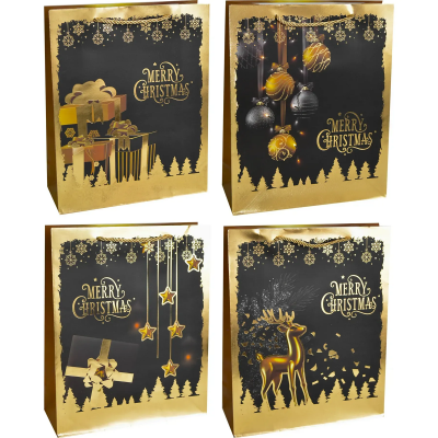 Подарунковий новорічний паперовий пакет 841L