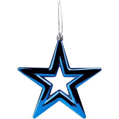 Новорічна іграшка Novogod'ko Зірка, 15cм, синя, глянець