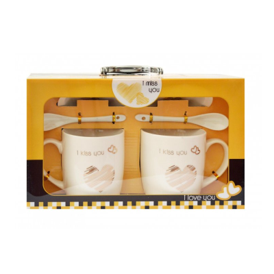 Набір подарунковий 92026-PN (2 кружки+ложки+кришки) 2шт. мікс-4 Набір подарунковий 92026-PN (2 кружки+ложки+кришки) 2шт. мікс-4