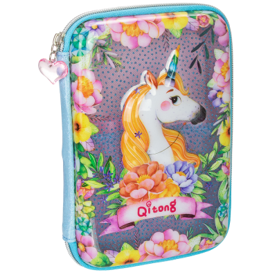 Пенал Cool4School з віконцем на 1 відділення на блискавці з органайзером, блакитний, QT-5750-Blue Пенал Cool4School з віконцем на 1 відділення на блискавці з органайзером, блакитний, QT-5750-Blue