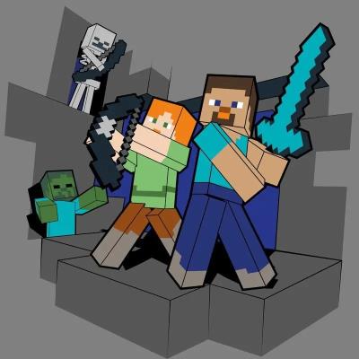 Картина за номерами SANTI "Майнкрафт. Стів та Алекс проти монстрів", 25*25см