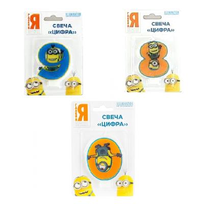 Свічка - цифра "9" "8" "0" Міньйони (1) Свічка - цифра "9" "8" "0" Міньйони (1)