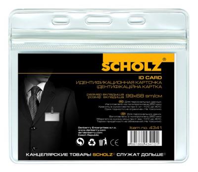 Бэдж подвесной,гориз.,РVC, 250 мкм, 90х117мм,4341, Scholz