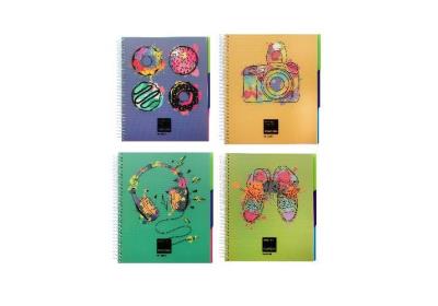 Блокнот "Panton" з розподілювачами 175х206мм, пластикова обкладинка з друком, кольорова вкладка, ПВХ спіраль, 120 арк., 3 пластикові роздільники, клітинка з полями, асорті Блокнот "Panton" з розподілювачами 175х206мм, пластикова обкладинка з друком, кольорова вкладка, ПВХ спіраль, 120 арк., 3 пластикові роздільники, клітинка з полями, асорті