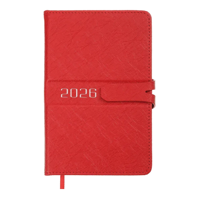 Щоденник датов. 2026 BELLE, A6, червоний, штучна шкіра/поролон