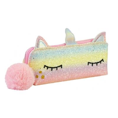 Пенал на 1 відділення з блискітками та помпоном Пенал на 1 відділення з блискітками та помпоном