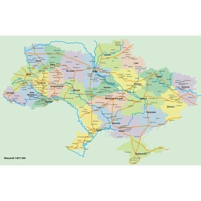 Карта України одностороння 1500*970 на люверсах (Поліестер)