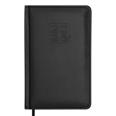 Щотижневик датов. 2026 BRAVO, A5, чорний, штуч. шкіра/поролон