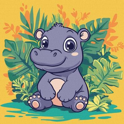 Набір для розпису по номерах для дітей "Бегемот в тропіках" 30х30см Набір для розпису по номерах для дітей "Бегемот в тропіках" 30х30см