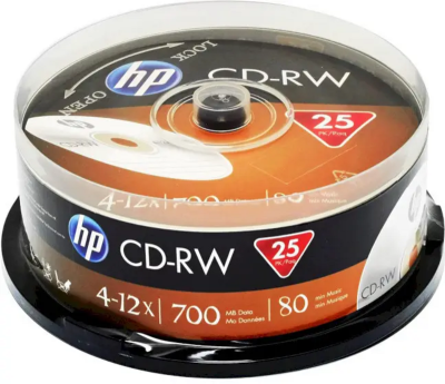 Диск CD HP CD-RW80 700MB 4X-12X Spindle 25шт (69313/CWE00019-3) ціна за 1шт