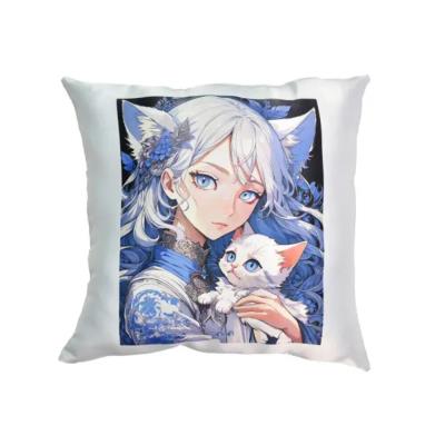 Подушка мікровелюр "Аніме, дівчина з кошеням" розмір 35*35 см молочна Strateg (60725) Подушка мікровелюр "Аніме, дівчина з кошеням" розмір 35*35 см молочна Strateg (60725)