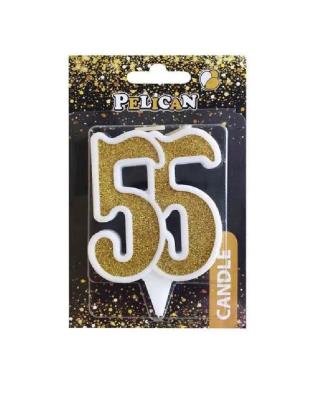 Свеча юбилейная "55" ЗОЛОТО 7 см