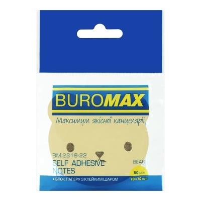 Блок для нотаток з клейким шаром BEAR 70х70 мм, 50 аркушів, пісочний