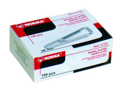 Скріпки Norma, 28 мм, 100штук, трикутні, 4735(10/500)