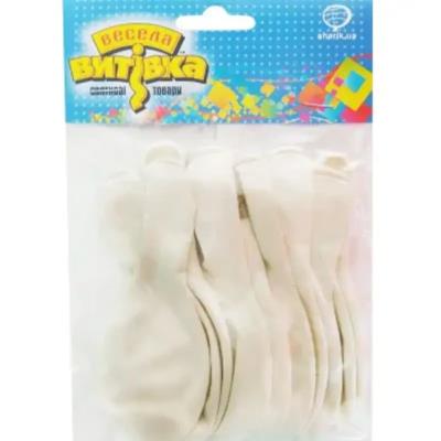 1111-5116 Набір латексних кульок білі, 25 см, 10 од., ТМ "Весела Витівка"