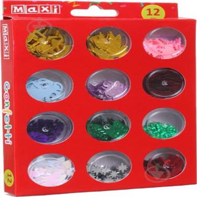 Конфетті для декорування,12форм/кольорів по 1,1г Конфетті для декорування,12форм/кольорів по 1,1г