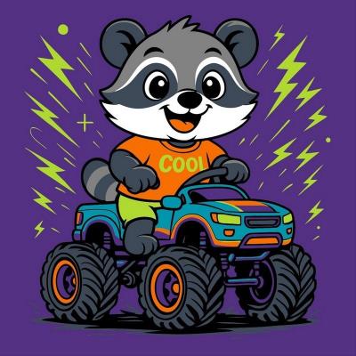 Набір для розпису по номерах для дітей "Єнот на машині" 25х25см Набір для розпису по номерах для дітей "Єнот на машині" 25х25см