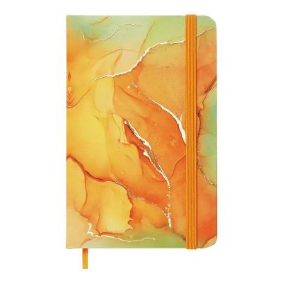 Книжка записна MARBLE, на гумці, А6, 80 арк., клітинка., офсет крем., тв.лам.обкл., помаранчева