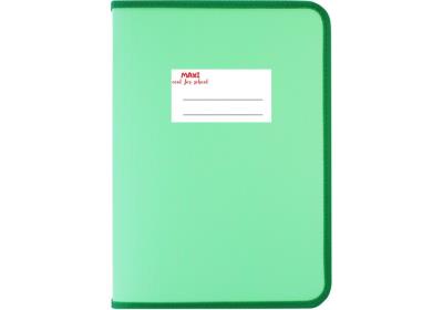 Папка-пенал пластикова на блискавці Maxi, А4, непрозора, фактура: тканина, пастельна зелена Папка-пенал пластикова на блискавці Maxi, А4, непрозора, фактура: тканина, пастельна зелена