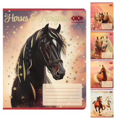 Зошит учнівський шкільний HORSES, 24арк., клітинка, KIDS LINE