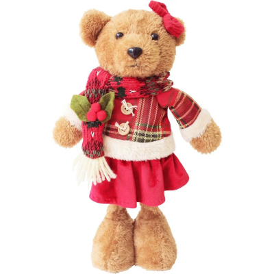 Новорічна м'яка іграшка Yes! Fun "Ведмедик дівчинка" 35,5 см