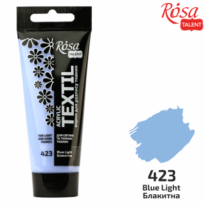 Фарба акрилова для тканин, Блакитна (23), 60мл, ROSA Talent