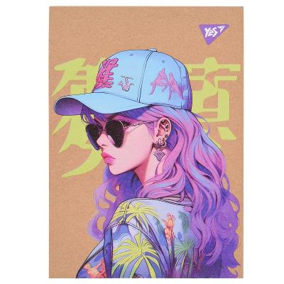 Блокнот А6/80 кл клей, білила YES Anime girl крафт