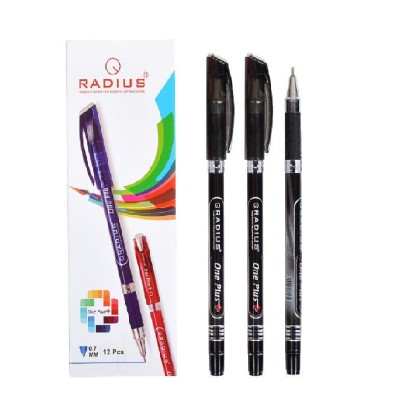Ручки Radius One Plus кульк. принт корпус, уп. 12шт., чорна