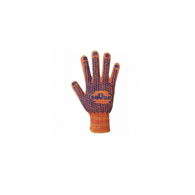 Перчатки трикотажные оранжевые с ПВХ точкой 78412, "6"