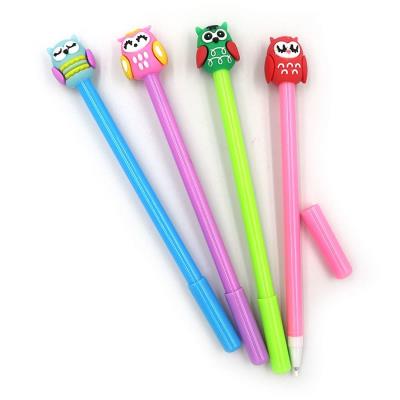 GP2383 Ручка дитяча з іграшкою "Сова" гелева, синя, mix, 12шт/етик.