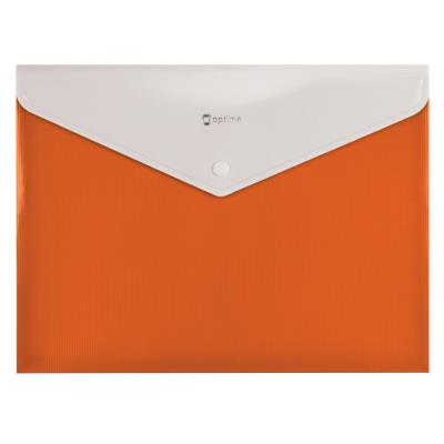 Папка-конверт А4 непрозора на кнопці Optima, 180 мкм, фактура "СМУГА", помаранчева