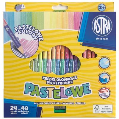 Олівці кольорові тригранні двосторонні пастель кольори+ чинка 48 кольорів(24шт) Олівці кольорові тригранні двосторонні пастель кольори+ чинка 48 кольорів(24шт)