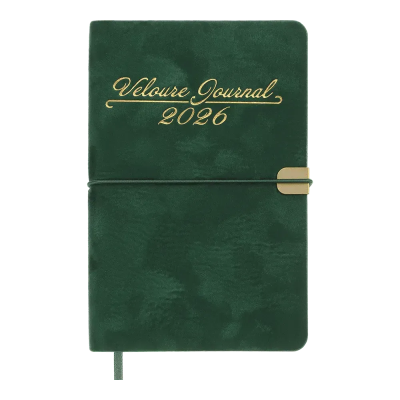 Щоденник датов. 2026 VELOUR, A6, зелений, штуч. шкіра